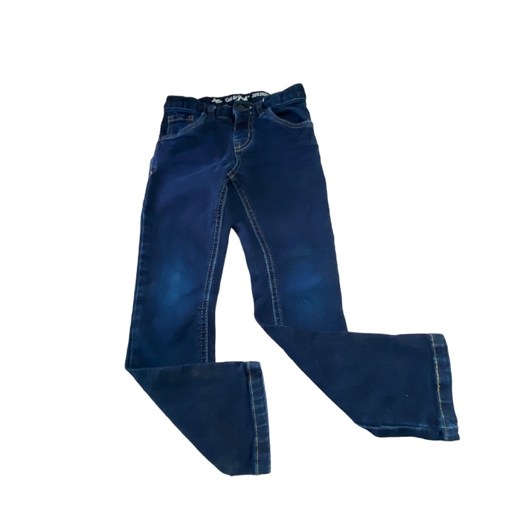 Boys Cat and Jack 5T dark wash Super Stretch Straight Leg Adjust Waist Skinny